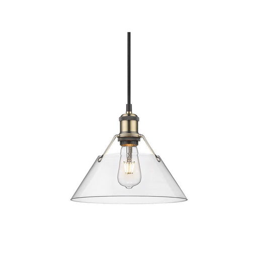 Golden Orwell 10" Wide Medium Pendant, Aged Brass/Clear Glass