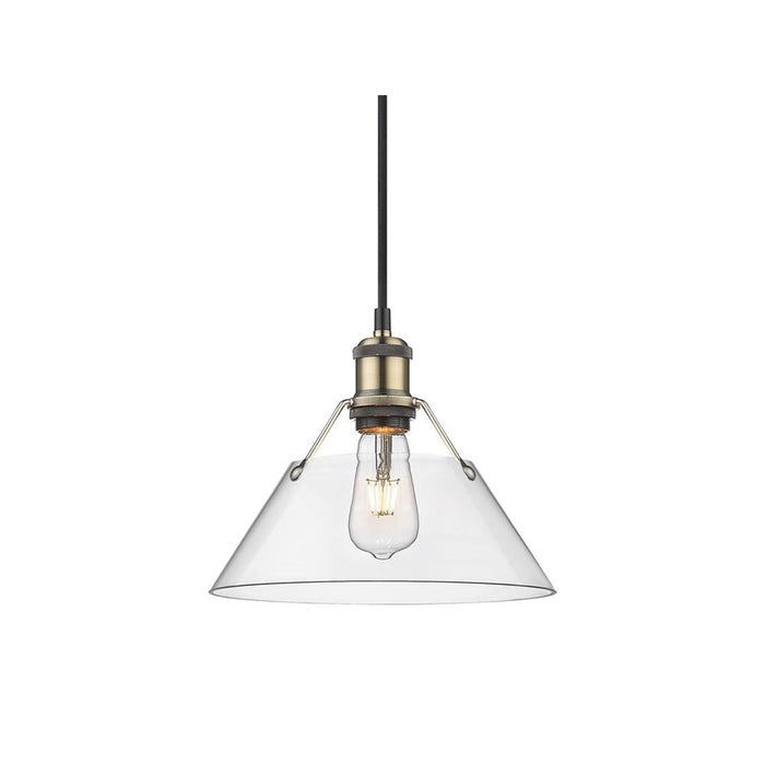 Golden Orwell 10" Wide Medium Pendant, Aged Brass/Clear Glass