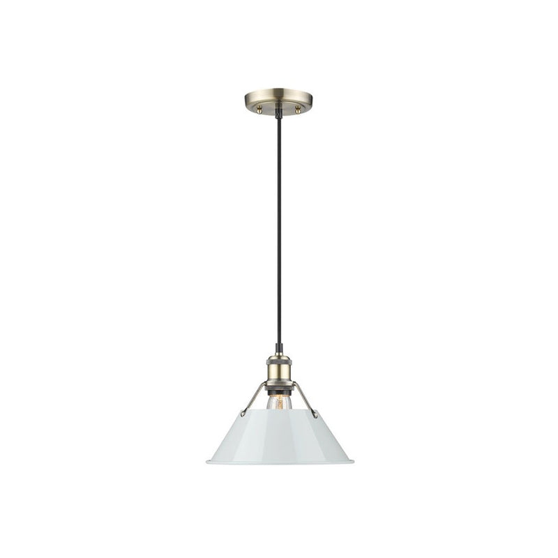 Golden Orwell 10" Wide Medium Pendant, Aged Brass/Dusky Blue - 3306-MAB-DB