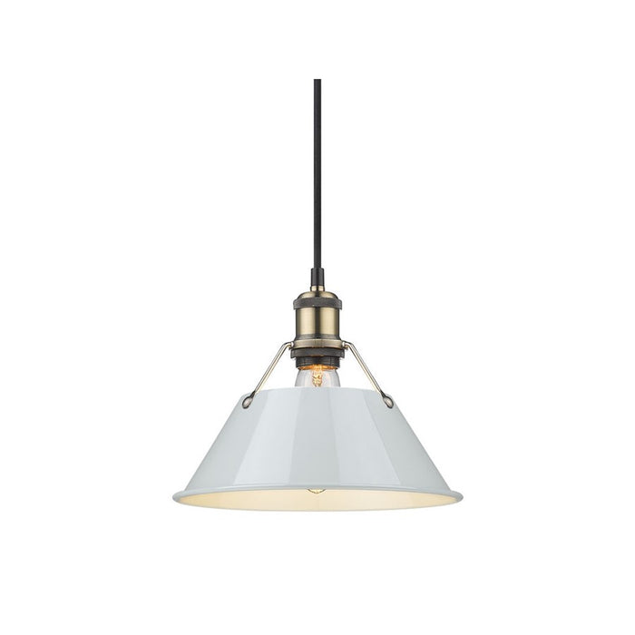 Golden Orwell 10" Wide Medium Pendant, Aged Brass/Dusky Blue