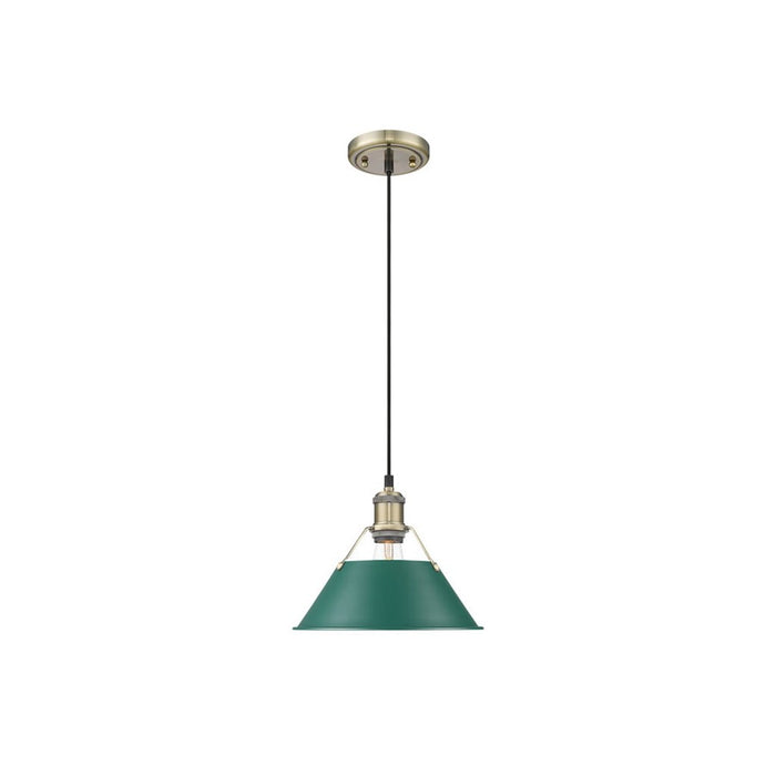 Golden Orwell 10" Wide Medium Pendant, Aged Brass/Pine Green - 3306-MAB-GN