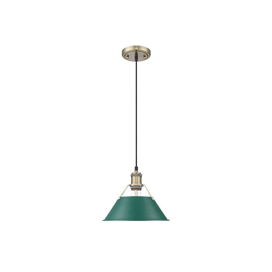 Golden Orwell 10" Wide Medium Pendant, Aged Brass/Pine Green - 3306-MAB-GN