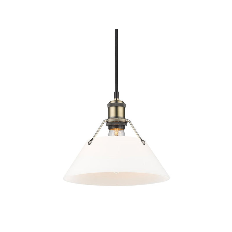 Golden Orwell 10" Wide Medium Pendant, Aged Brass/Opal Glass