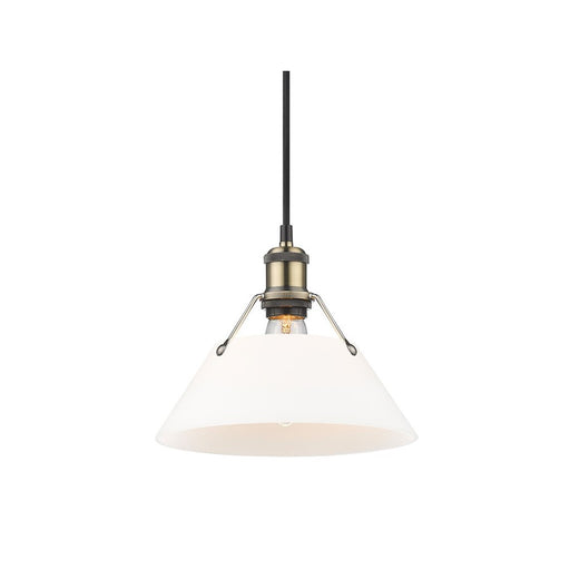 Golden Orwell 10" Wide Medium Pendant, Aged Brass/Opal Glass