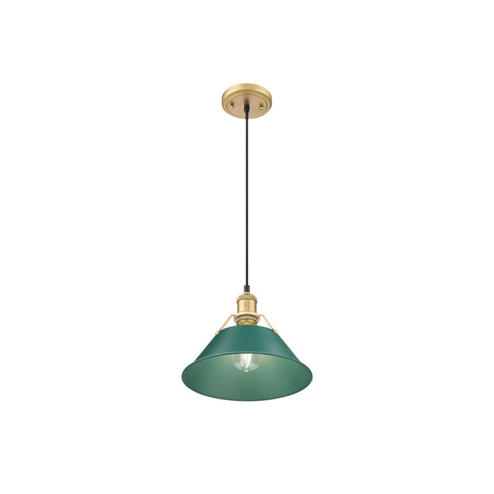 Golden Orwell 10" Wide Medium Pendant, Champ Bronze/Pine Green