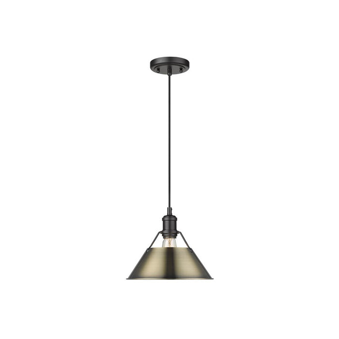 Golden Orwell 10" Wide Medium Pendant, Matte Black/Aged Brass - 3306-MBLK-AB