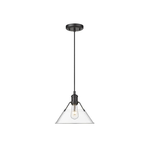 Golden Orwell 10" Wide Medium Pendant, Matte Black/Clear Glass - 3306-MBLK-CLR