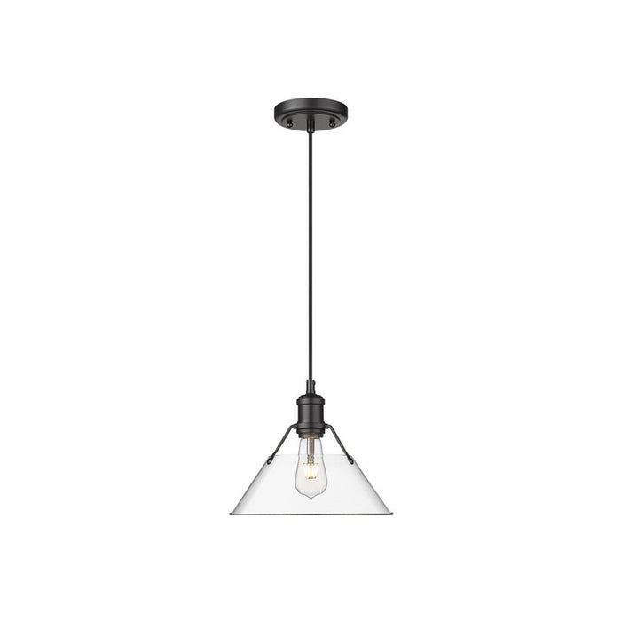 Golden Orwell 10" Wide Medium Pendant, Matte Black/Clear Glass - 3306-MBLK-CLR