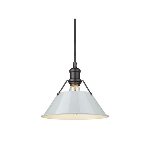 Golden Orwell 10" Wide Medium Pendant, Matte Black/Dusky Blue