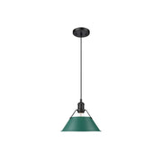 Golden Orwell 10" Wide Medium Pendant, Matte Black/Pine Green - 3306-MBLK-GN