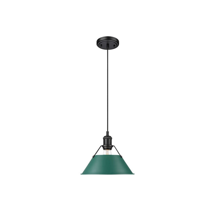 Golden Orwell 10" Wide Medium Pendant, Matte Black/Pine Green - 3306-MBLK-GN