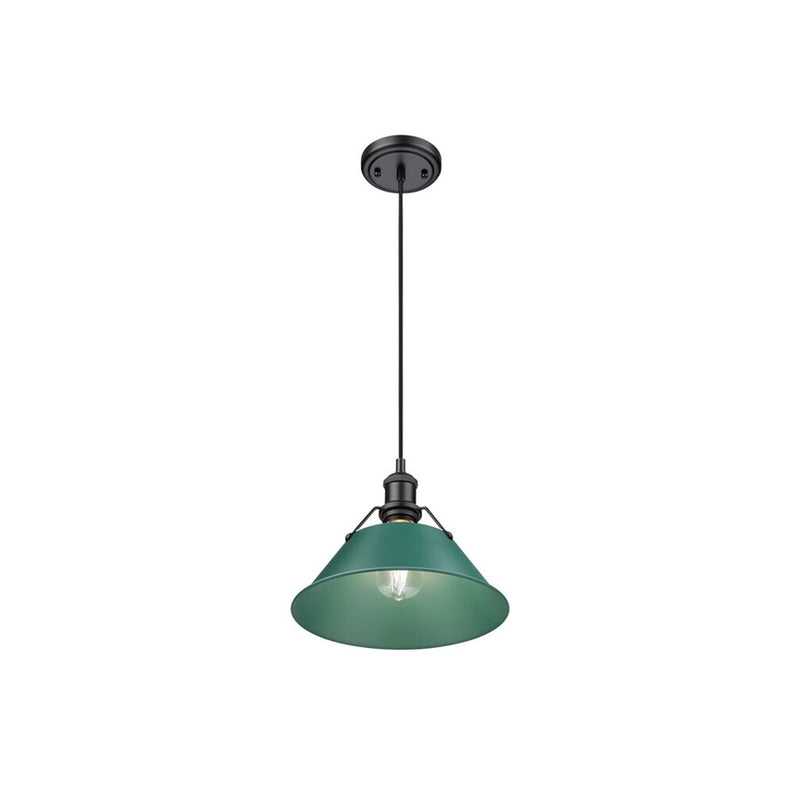 Golden Orwell 10" Wide Medium Pendant, Matte Black/Pine Green
