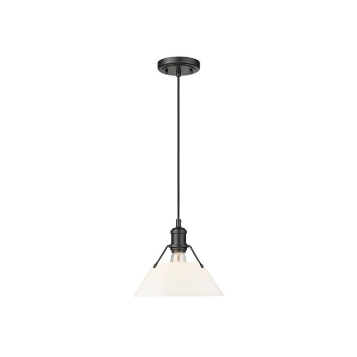 Golden Orwell 10" Wide Medium Pendant, Matte Black/Opal Glass - 3306-MBLK-OP