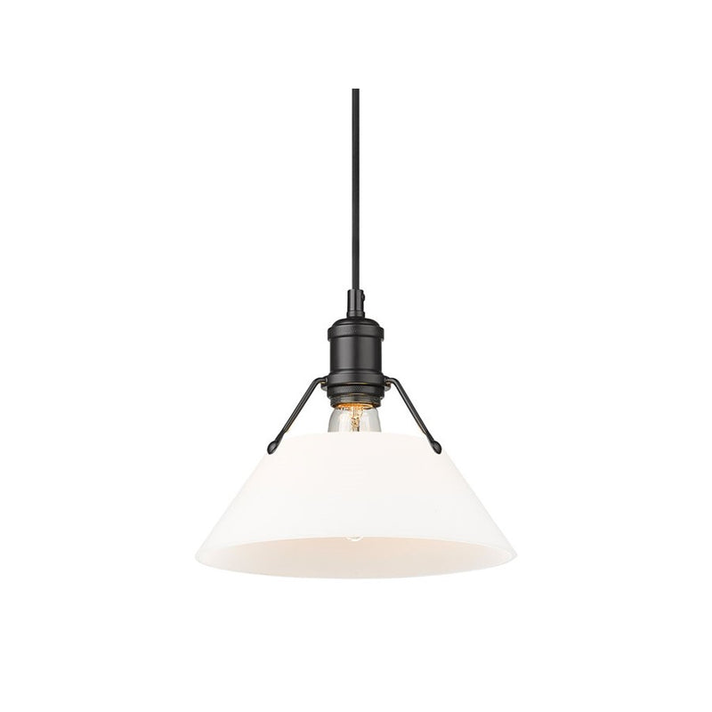Golden Orwell 10" Wide Medium Pendant, Matte Black/Opal Glass
