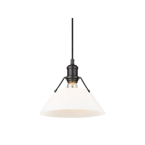 Golden Orwell 10" Wide Medium Pendant, Matte Black/Opal Glass