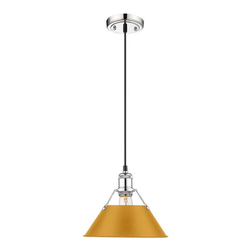 Golden Lighting Orwell 10in 1-Light Pendant | Industrial Chrome and Auric Yellow Steel | Kitchen Island & Dining Room | Model 3306-M CH-AY