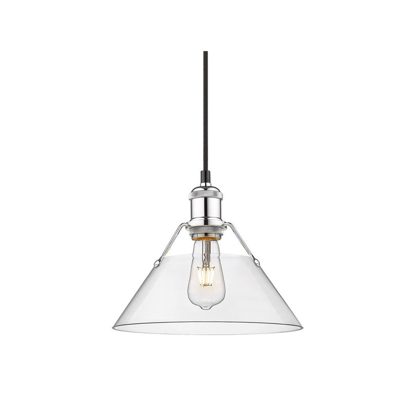 Golden Orwell 10" Wide Medium Pendant, Chrome/Clear Glass