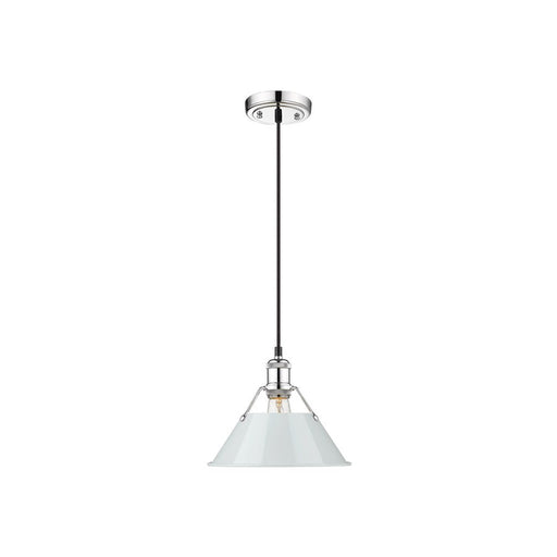 Golden Lighting Orwell 10" Wide Medium Pendant, Chrome/Dusky Blue - 3306-MCH-DB