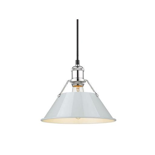 Golden Lighting Orwell 10" Wide Medium Pendant, Chrome/Dusky Blue