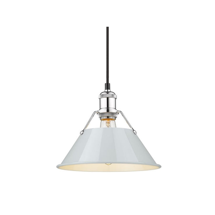 Golden Lighting Orwell 10" Wide Medium Pendant, Chrome/Dusky Blue