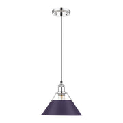 Golden Lighting Orwell 10in 1-Light Pendant | Industrial Chrome and Exotic Purple Steel | Kitchen Island & Dining Room | Model 3306-M CH-EP