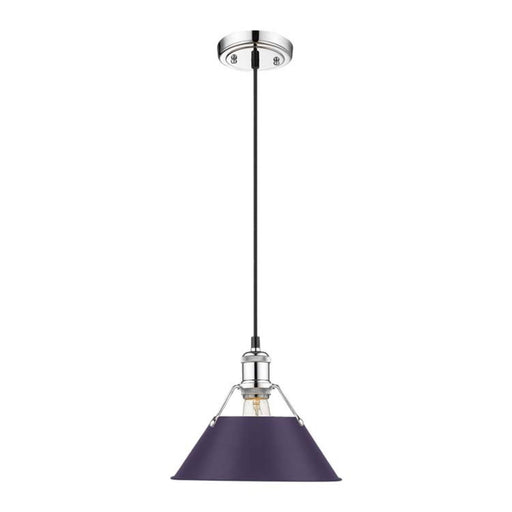 Golden Lighting Orwell 10in 1-Light Pendant | Industrial Chrome and Exotic Purple Steel | Kitchen Island & Dining Room | Model 3306-M CH-EP