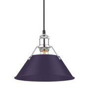 Golden Lighting Orwell 10in 1-Light Pendant | Industrial Chrome and Exotic Purple Steel | Kitchen Island & Dining Room | Model 3306-M CH-EP