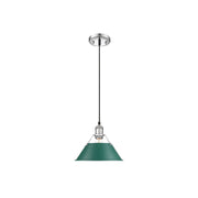 Golden Lighting Orwell 10" Wide Medium Pendant, Chrome/Pine Green - 3306-MCH-GN