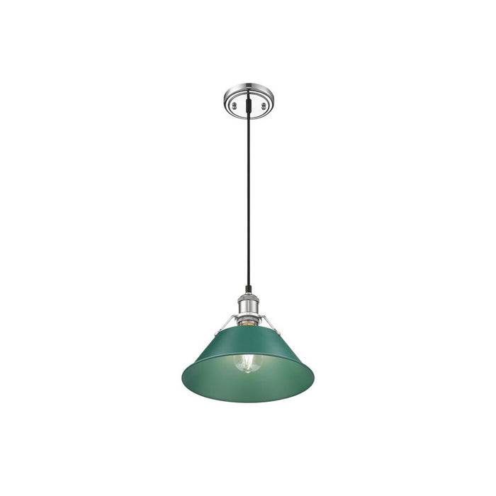Golden Lighting Orwell 10" Wide Medium Pendant, Chrome/Pine Green