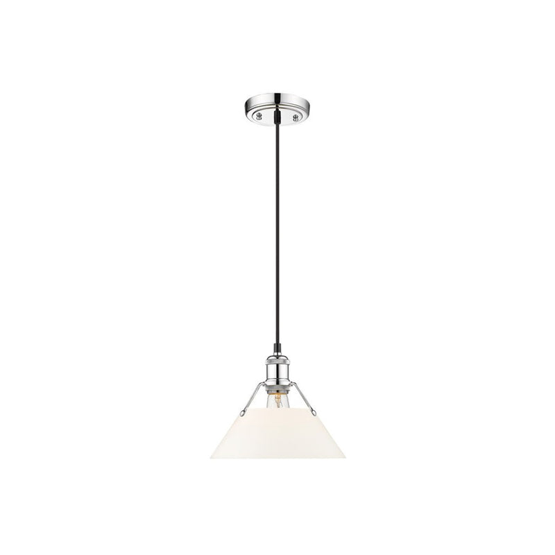 Golden Lighting Orwell 10" Wide Medium Pendant, Chrome/Opal Glass - 3306-MCH-OP