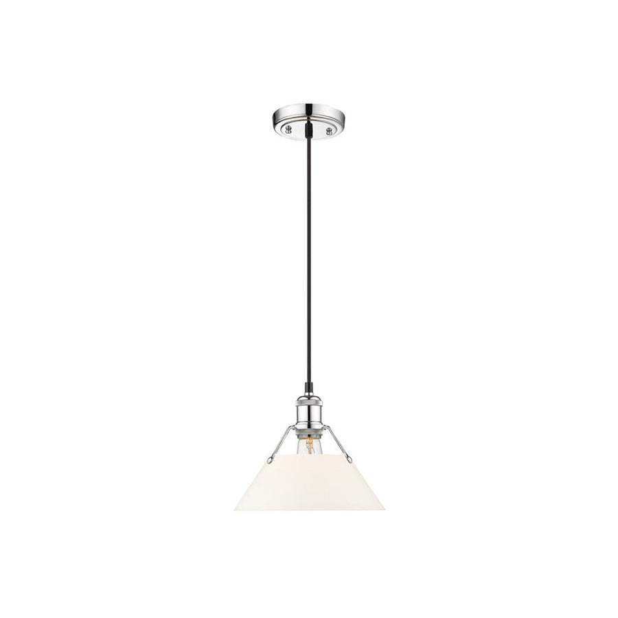 Golden Lighting Orwell 10" Wide Medium Pendant, Chrome/Opal Glass - 3306-MCH-OP