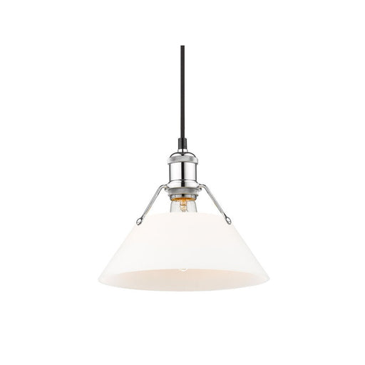 Golden Lighting Orwell 10" Wide Medium Pendant, Chrome/Opal Glass