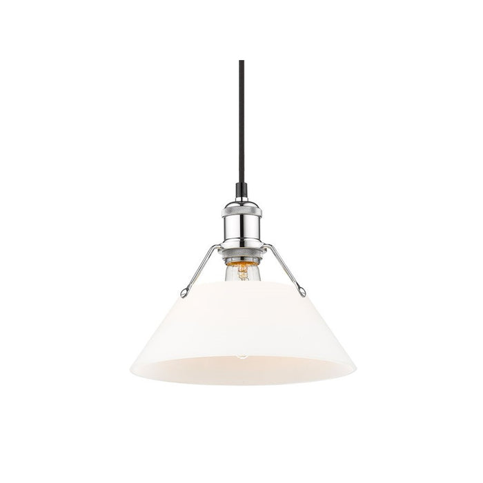 Golden Lighting Orwell 10" Wide Medium Pendant, Chrome/Opal Glass