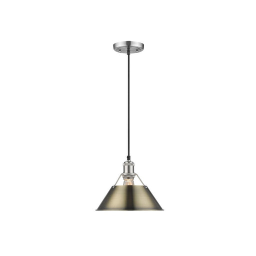 Golden Lighting Orwell 10" Wide Medium Pendant, Pewter/Aged Brass - 3306-MPW-AB