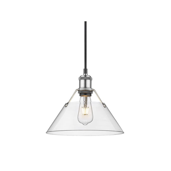 Golden Orwell 10" Wide Medium Pendant, Pewter/Clear Glass