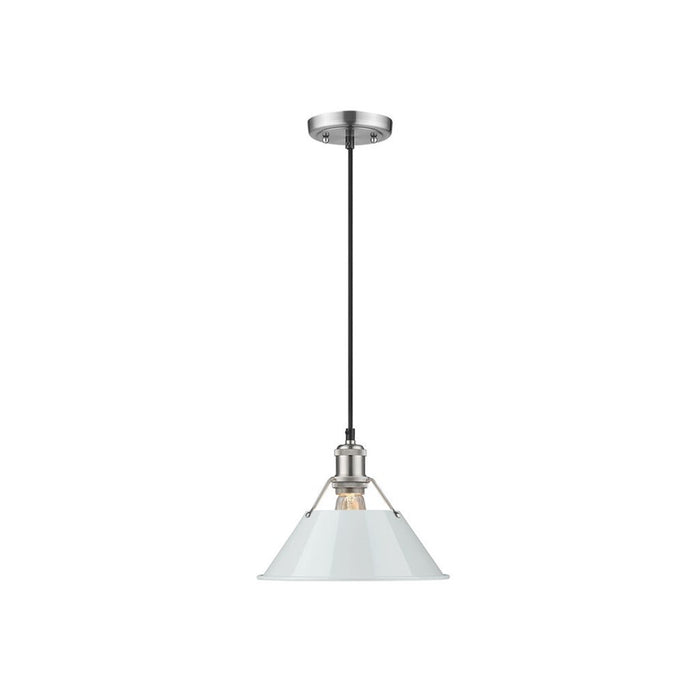 Golden Lighting Orwell 10" Wide Medium Pendant, Pewter/Dusky Blue - 3306-MPW-DB
