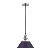 Golden Lighting Orwell 10in 1-Light Pendant | Industrial Pewter and Exotic Purple Steel | Kitchen & Dining Room | Model 3306-M PW-EP