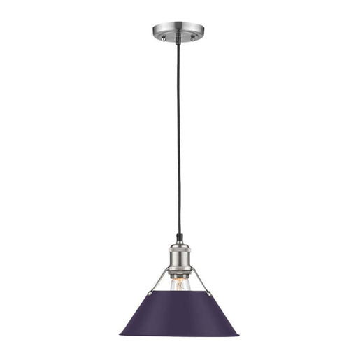 Golden Lighting Orwell 10in 1-Light Pendant | Industrial Pewter and Exotic Purple Steel | Kitchen & Dining Room | Model 3306-M PW-EP