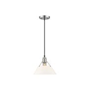 Golden Lighting Orwell 10" Wide Medium Pendant, Pewter/Opal Glass - 3306-MPW-OP