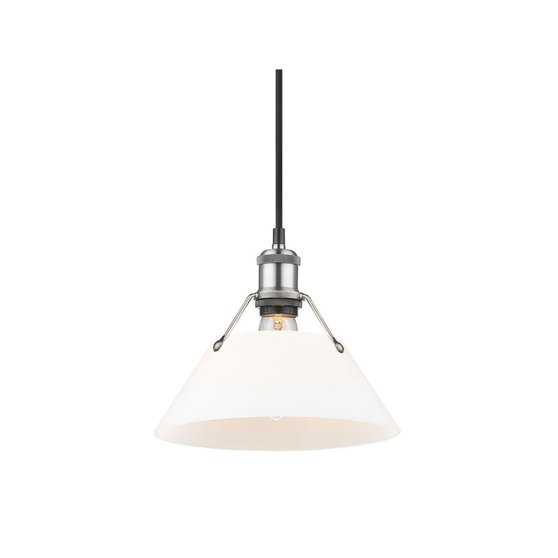 Golden Lighting Orwell 10" Wide Medium Pendant, Pewter/Opal Glass