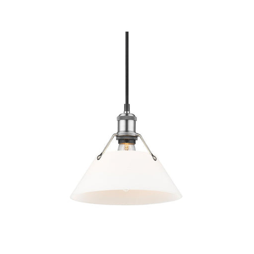 Golden Lighting Orwell 10" Wide Medium Pendant, Pewter/Opal Glass