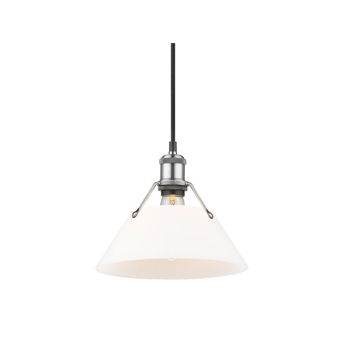 Golden Lighting Orwell 10" Wide Medium Pendant, Pewter/Opal Glass