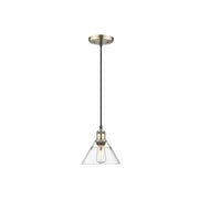 Golden Orwell 7.5" Wide Small Pendant, Aged Brass/Clear Glass - 3306-SAB-CLR