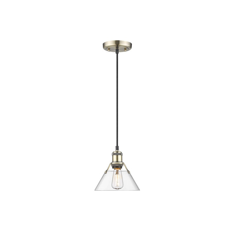 Golden Orwell 7.5" Wide Small Pendant, Aged Brass/Clear Glass - 3306-SAB-CLR