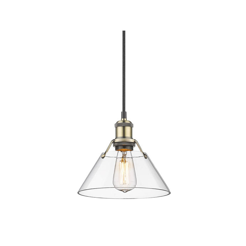 Golden Orwell 7.5" Wide Small Pendant, Aged Brass/Clear Glass