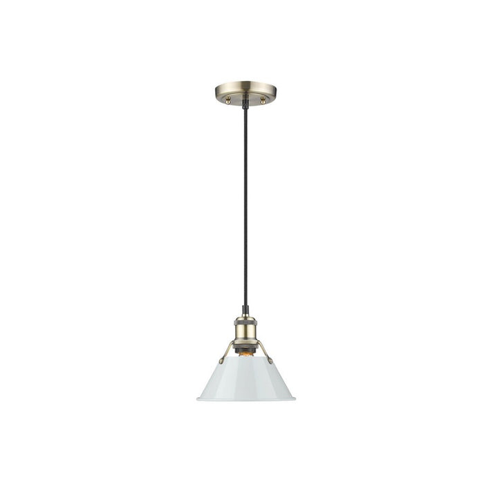 Golden Orwell 7.5" Wide Small Pendant, Aged Brass/Dusky Blue - 3306-SAB-DB