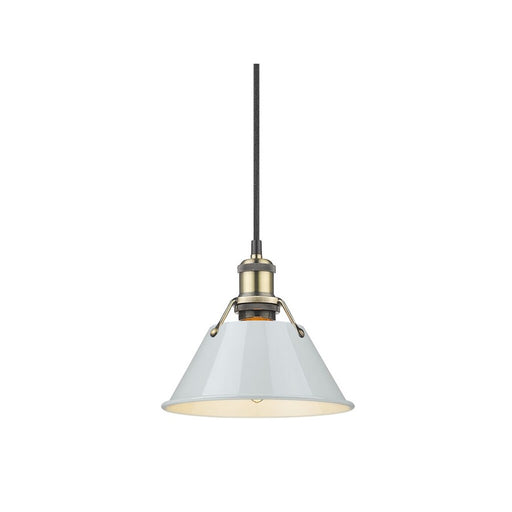 Golden Orwell 7.5" Wide Small Pendant, Aged Brass/Dusky Blue