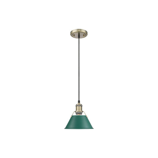 Golden Orwell 7.5" Wide Small Pendant, Aged Brass/Pine Green - 3306-SAB-GN