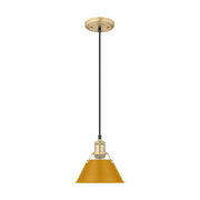 Golden Lighting Orwell 8in 1-Light Pendant | Industrial Brushed Champagne Brass and Auric Yellow Steel | Kitchen Island | Model 3306-S BCB-AY