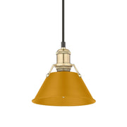 Golden Lighting Orwell 8in 1-Light Pendant | Industrial Brushed Champagne Brass and Auric Yellow Steel | Kitchen Island | Model 3306-S BCB-AY
